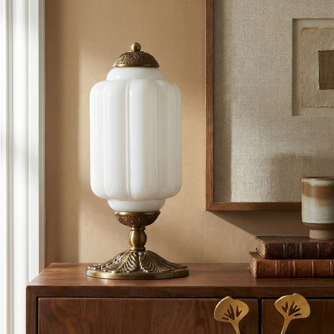 Halo Cream Glass Table Lamp