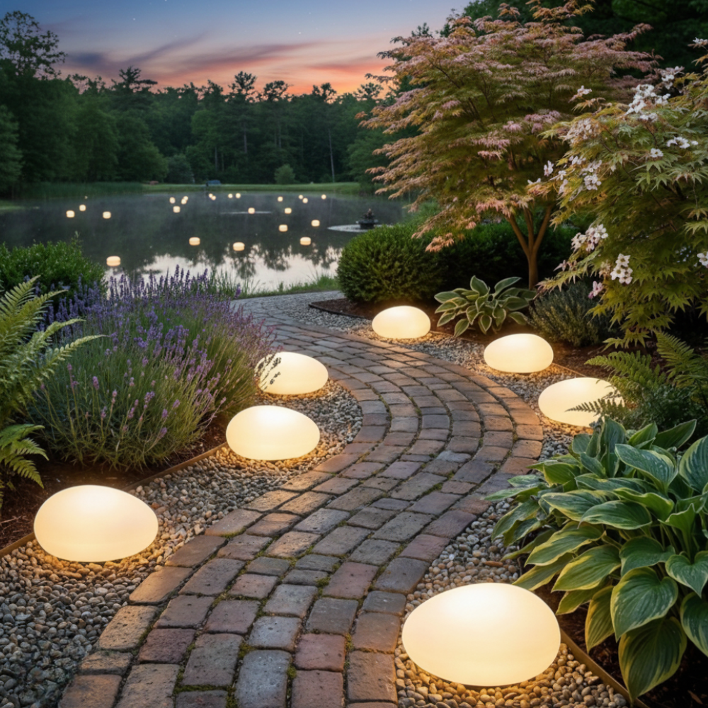 Atlas Pebble Solar Landscape Light