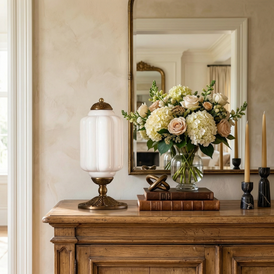 Halo Cream Glass Table Lamp