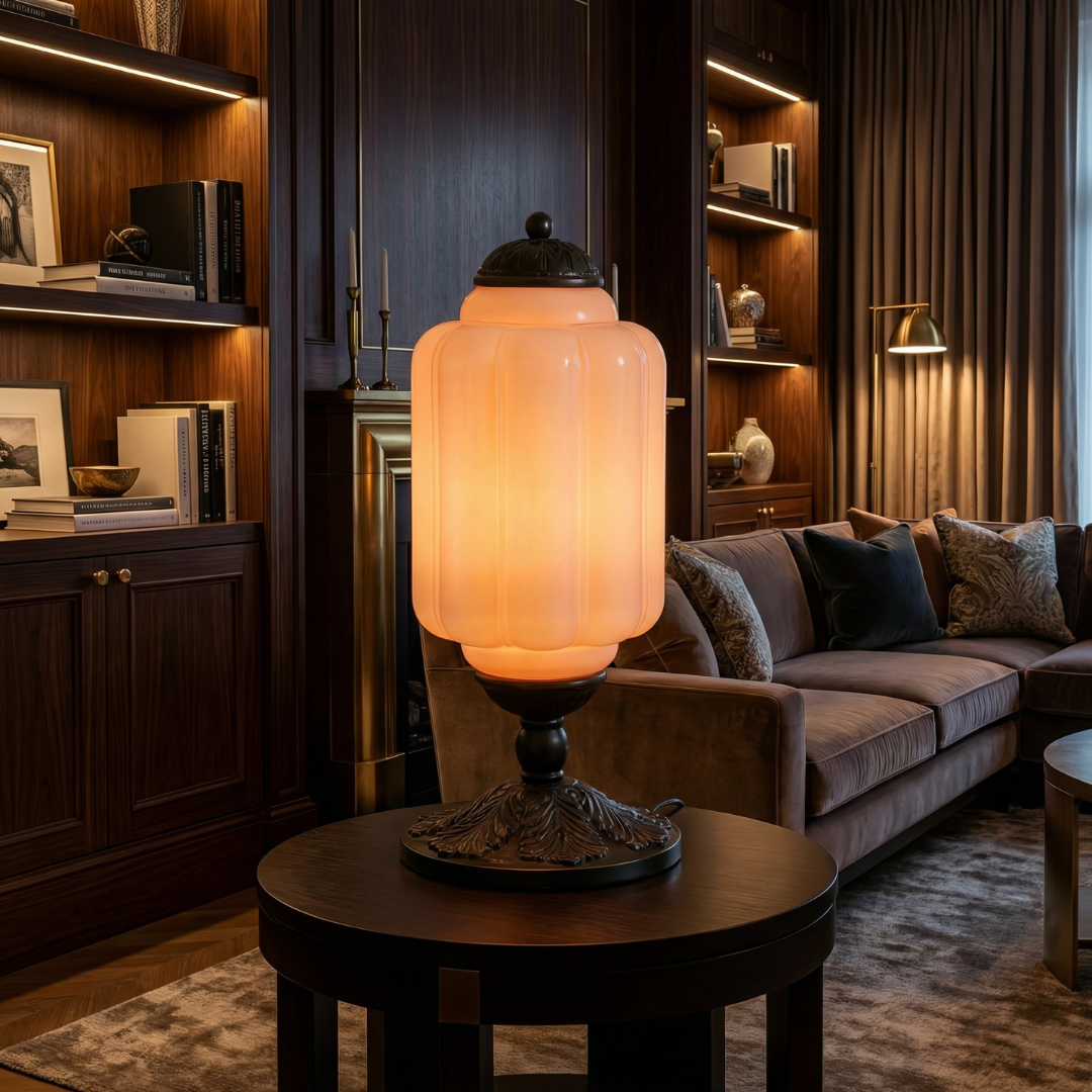 Halo Cream Glass Table Lamp