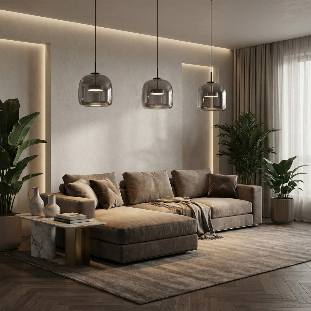 Aurora Smoked Glass Kitchen Pendant Light