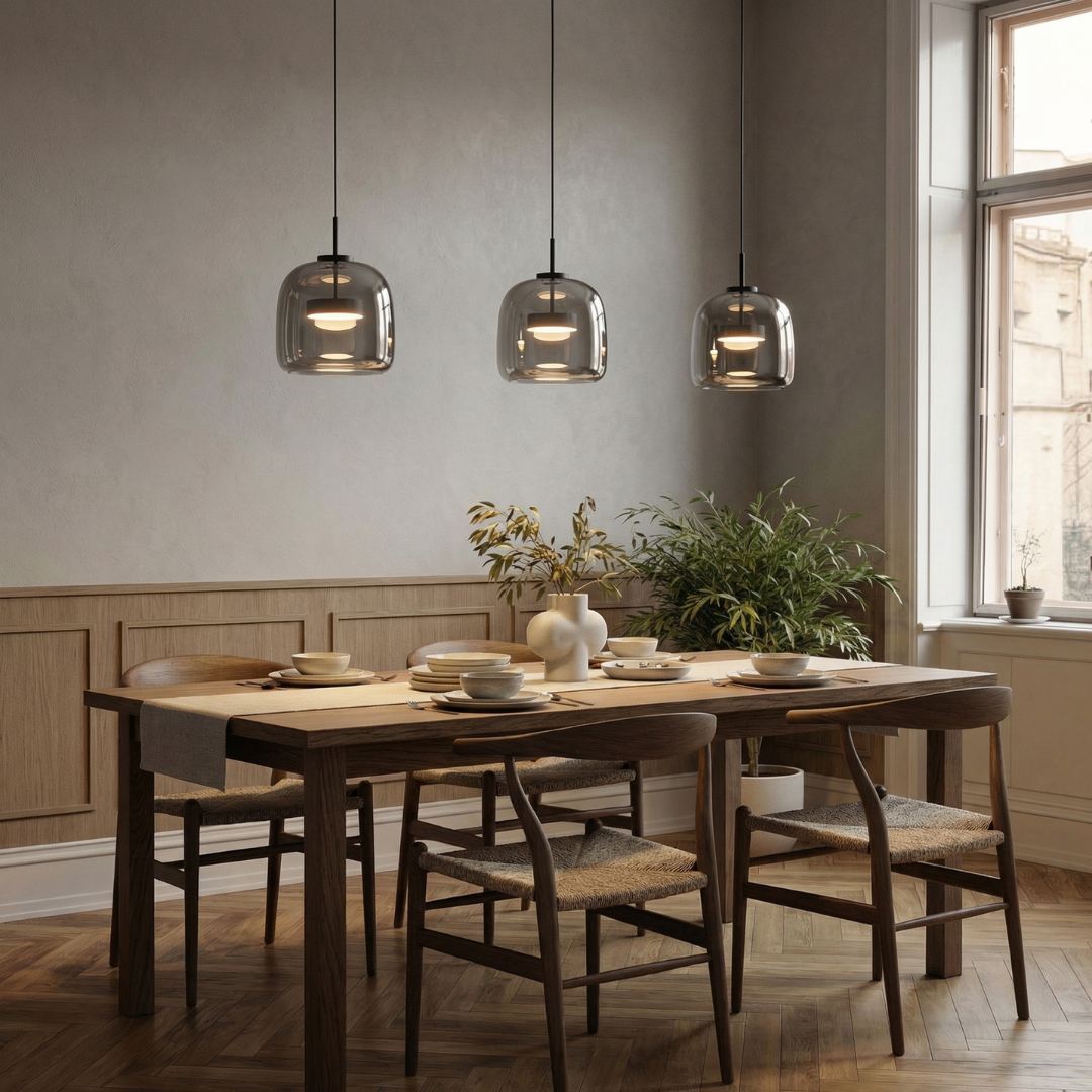 Aurora Smoked Glass Kitchen Pendant Light