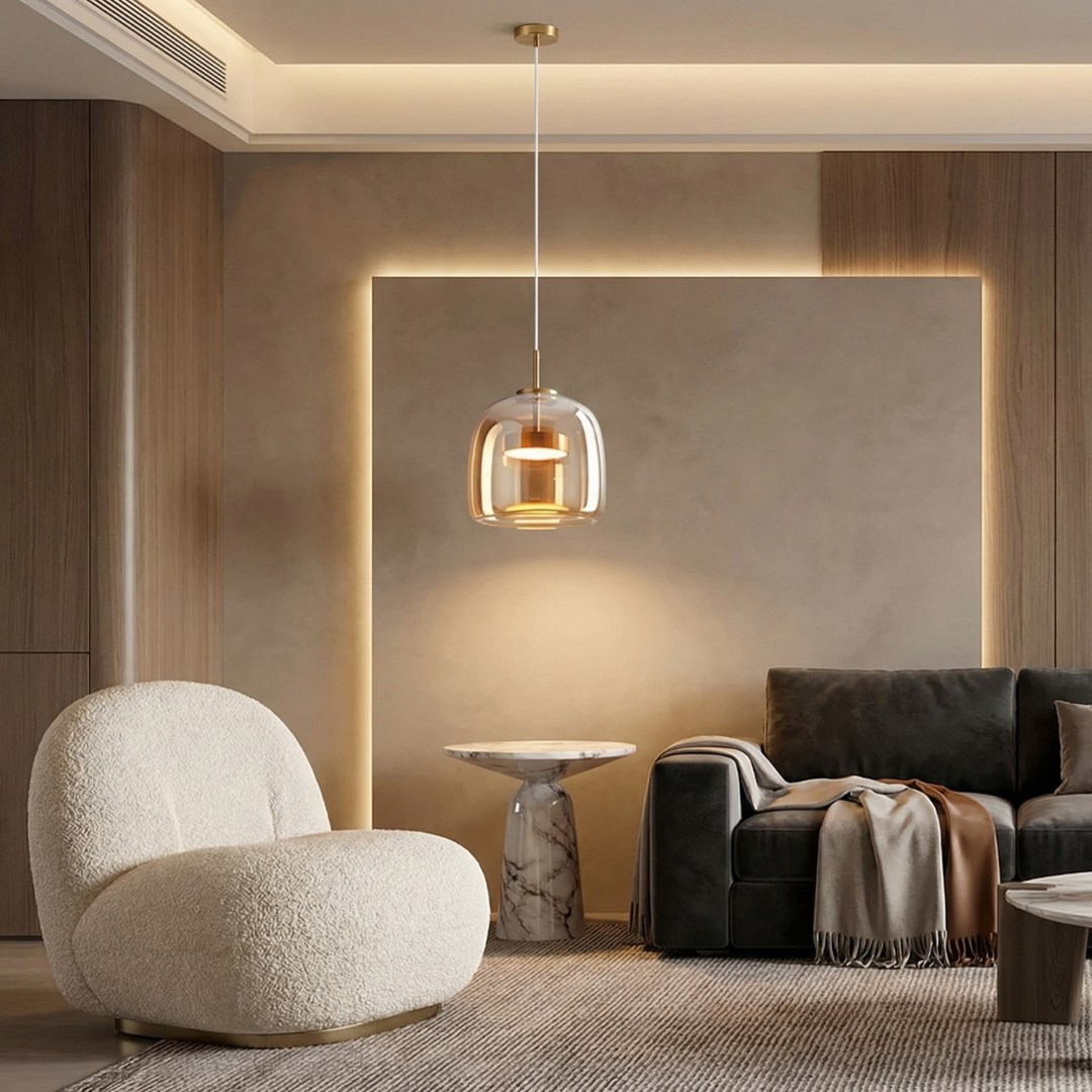 Aurora Smoked Glass Kitchen Pendant Light