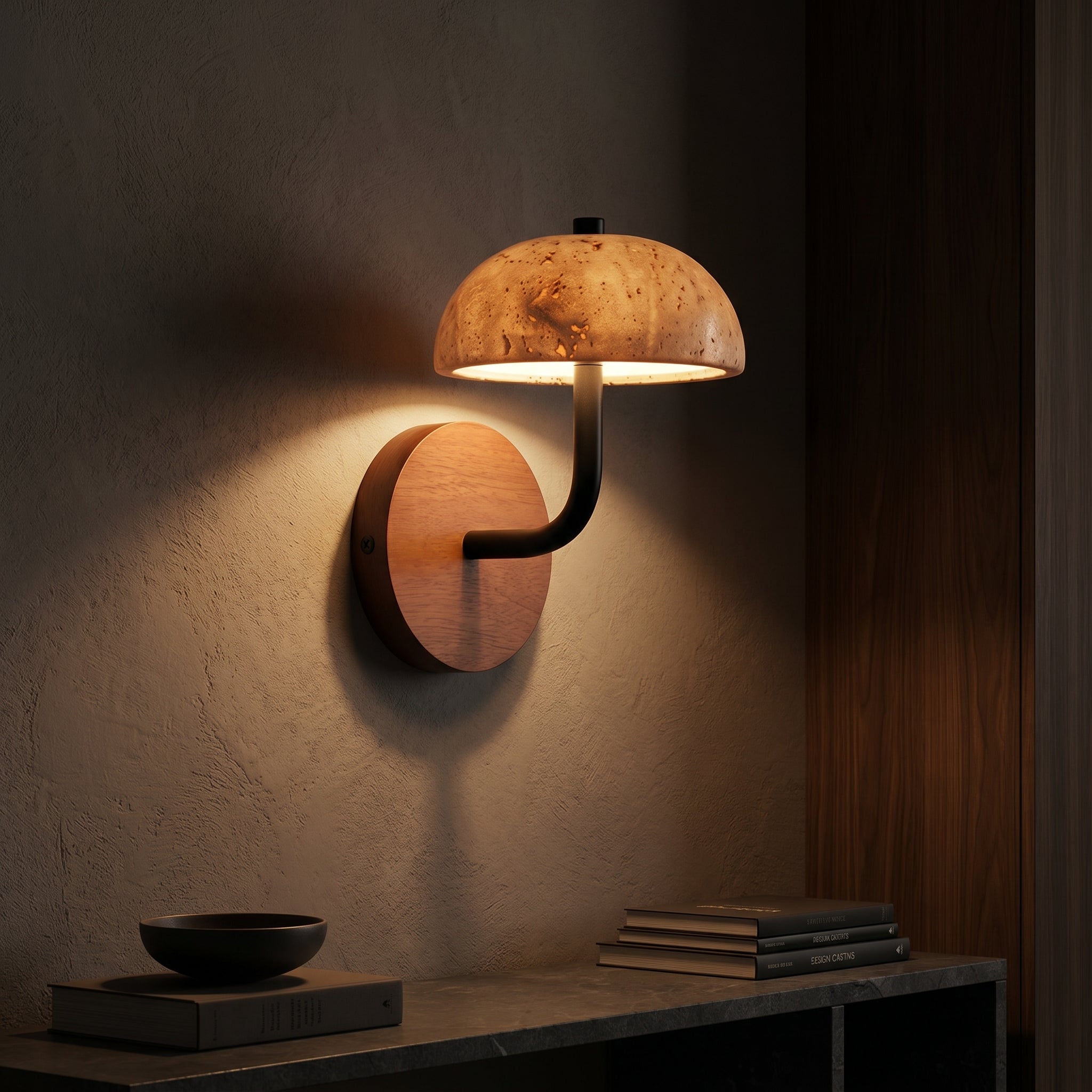 Wren Carved Stone Wall Light