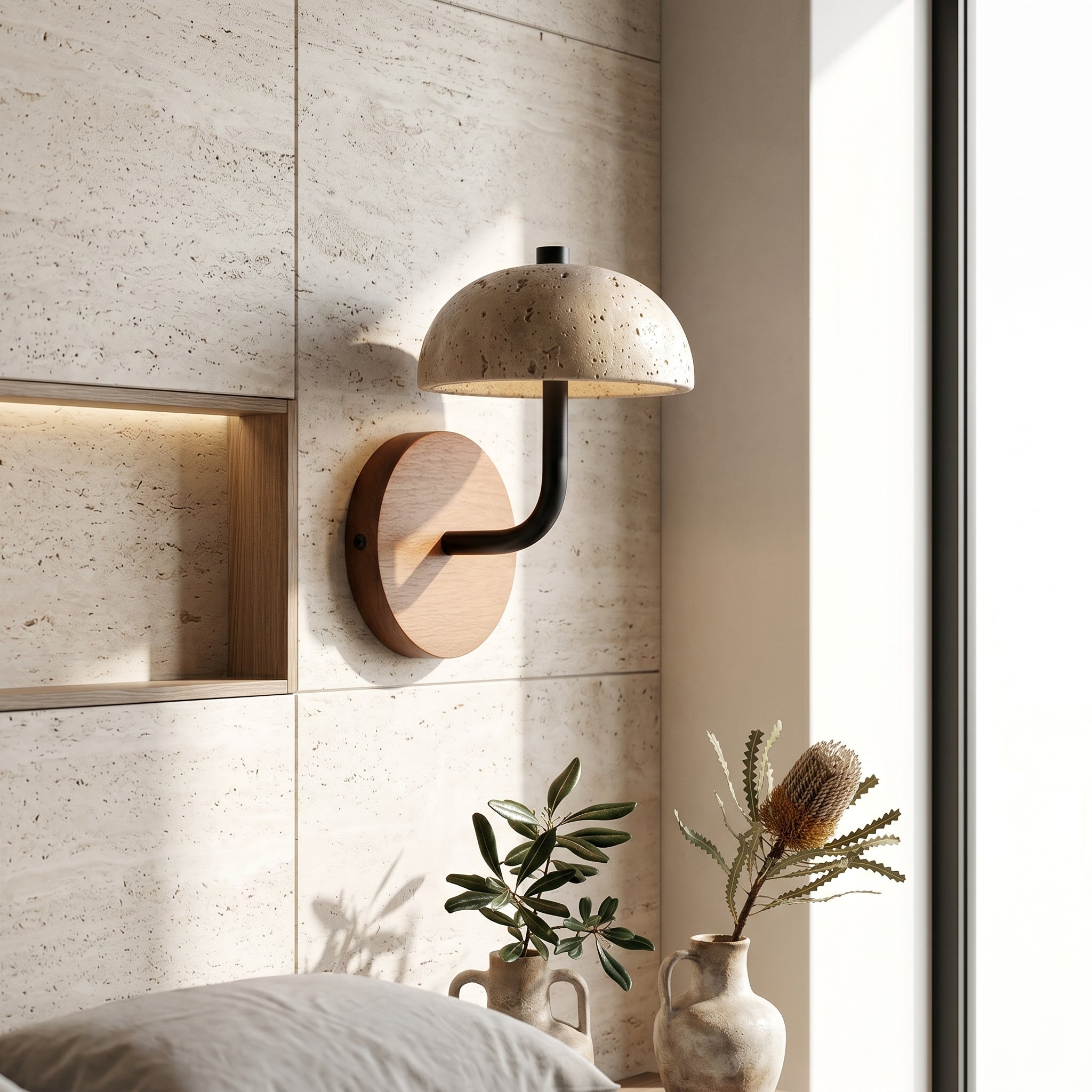Wren Carved Stone Wall Light
