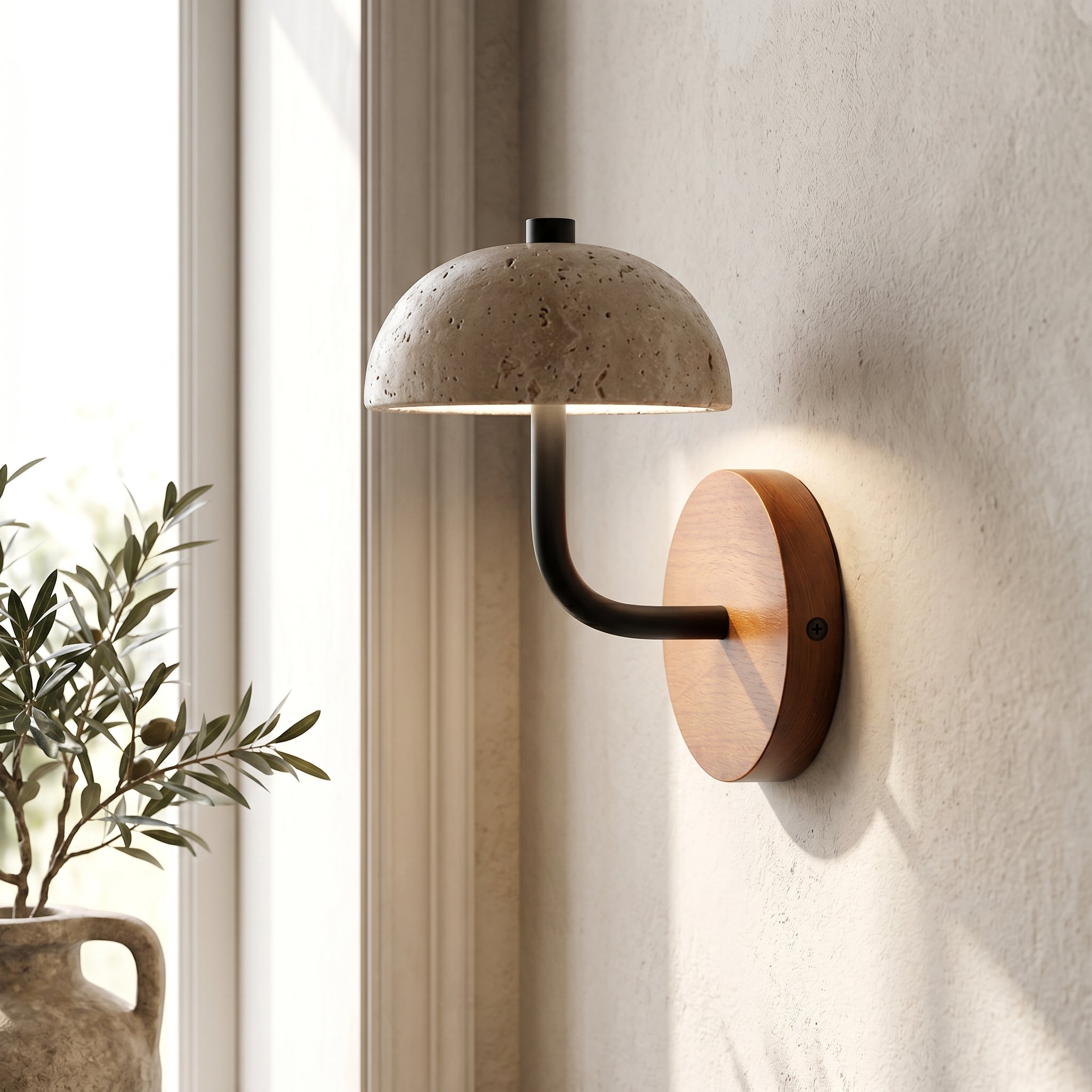 Wren Carved Stone Wall Light