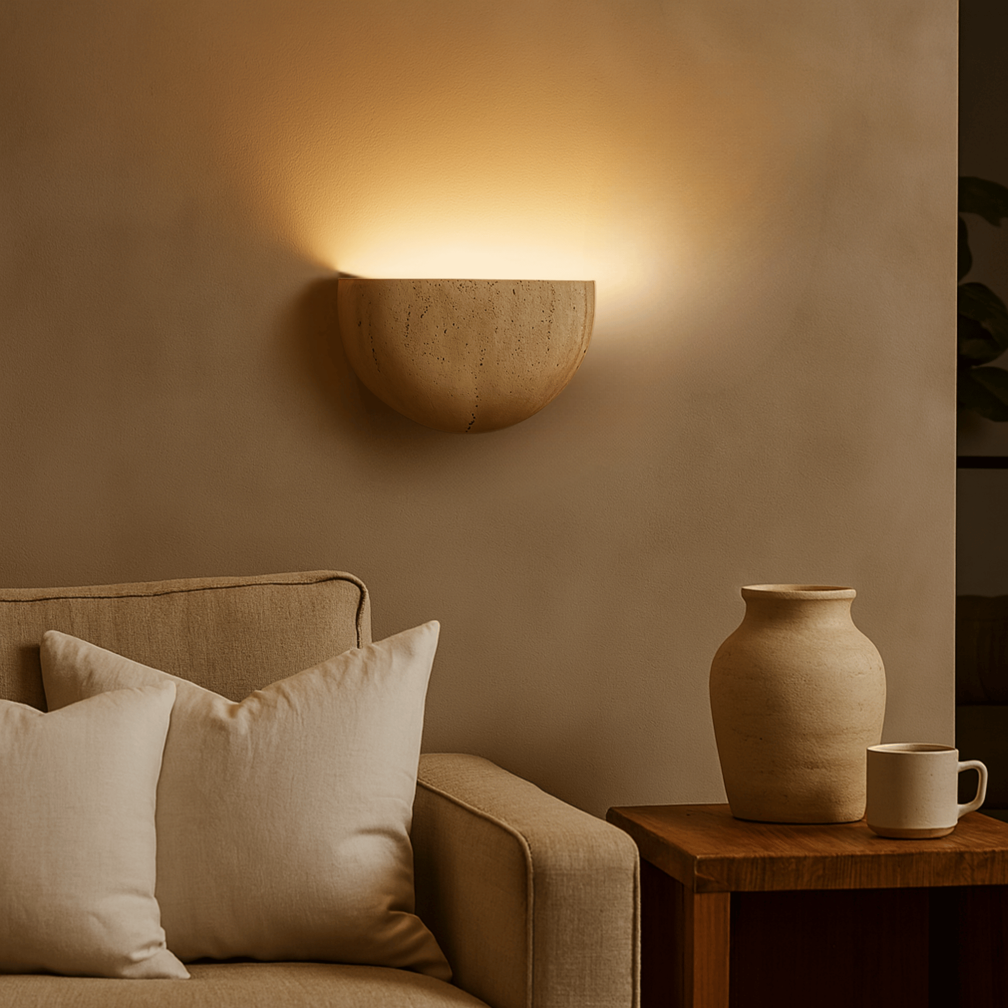 Wren Half Bowl Plaster Wall Sconce