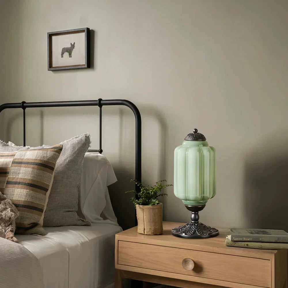 Halo Cream Glass Table Lamp