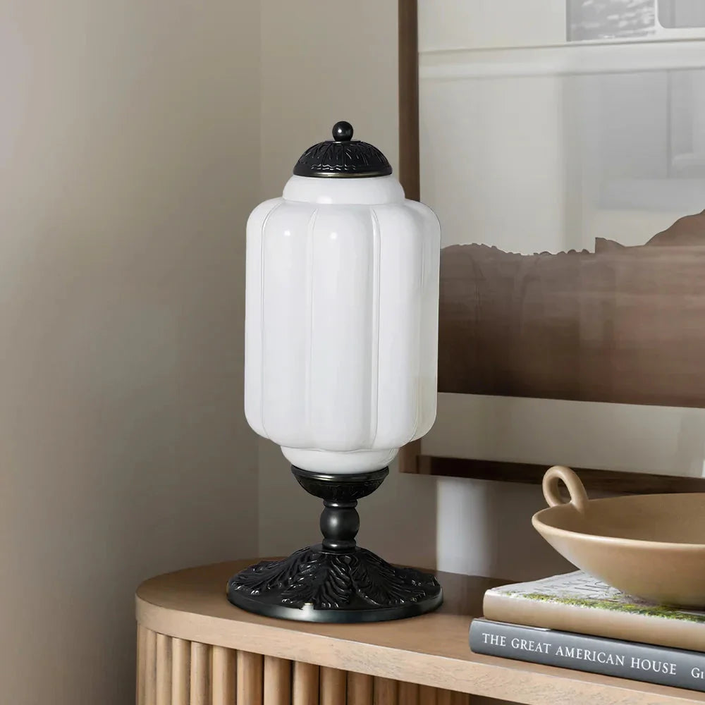 Halo Cream Glass Table Lamp