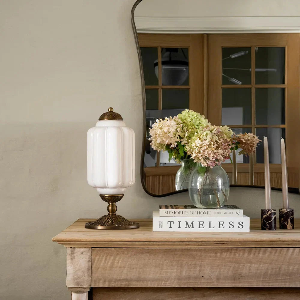 Halo Cream Glass Table Lamp