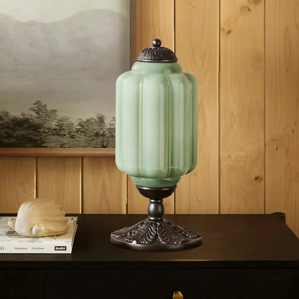 Halo Cream Glass Table Lamp