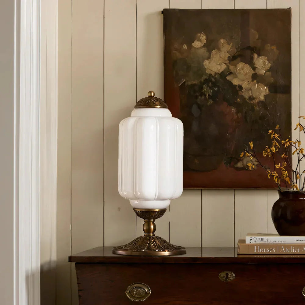 Halo Cream Glass Table Lamp