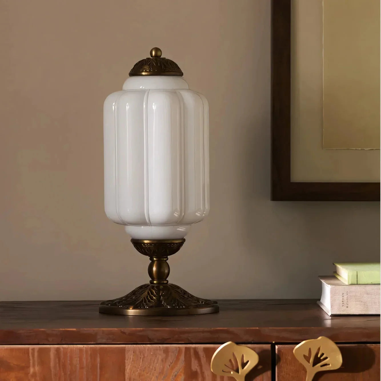 Halo Cream Glass Table Lamp