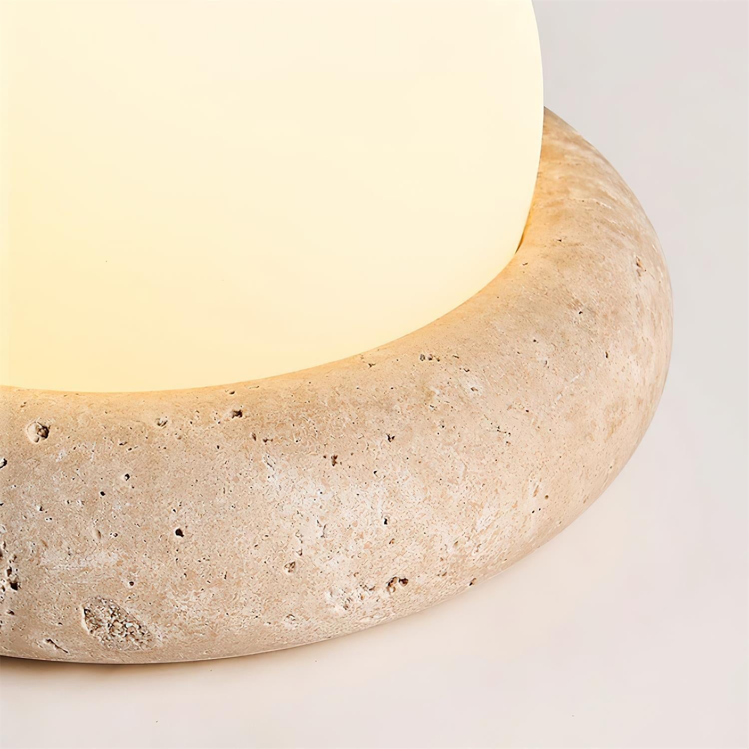 Halo Travertine Globe Table Lamp