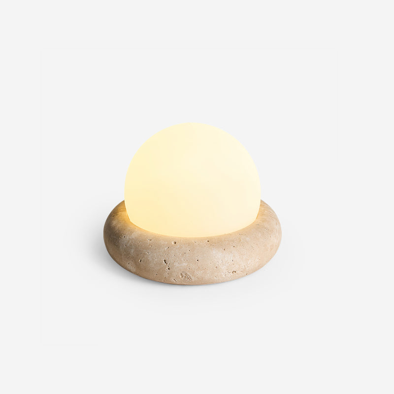 Halo Travertine Globe Table Lamp