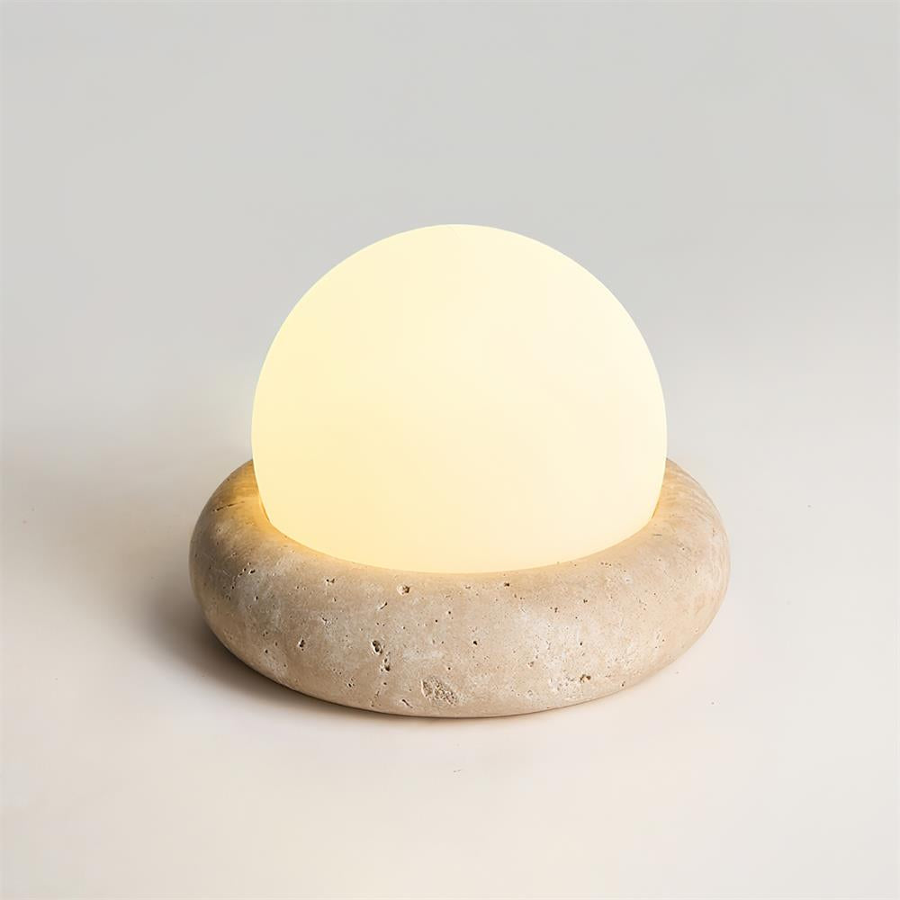 Halo Travertine Globe Table Lamp