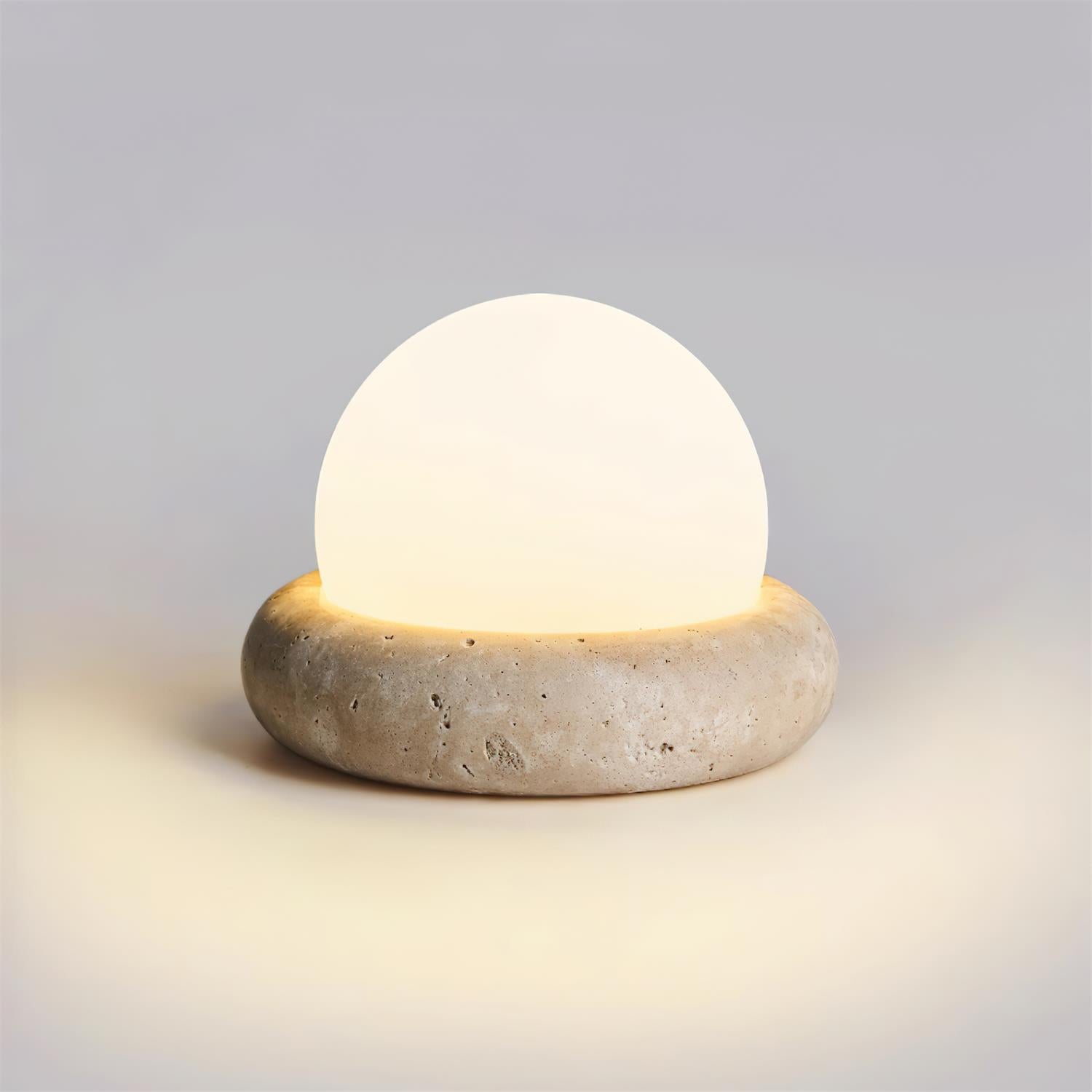 Halo Travertine Globe Table Lamp