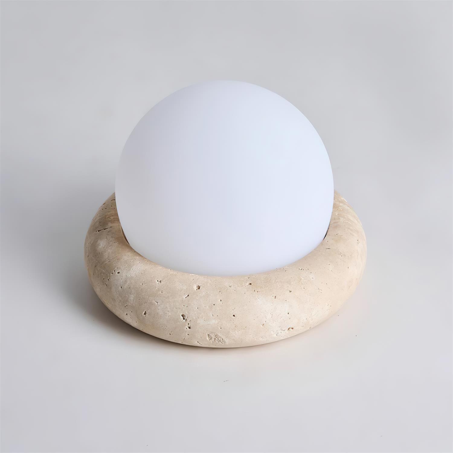 Halo Travertine Globe Table Lamp