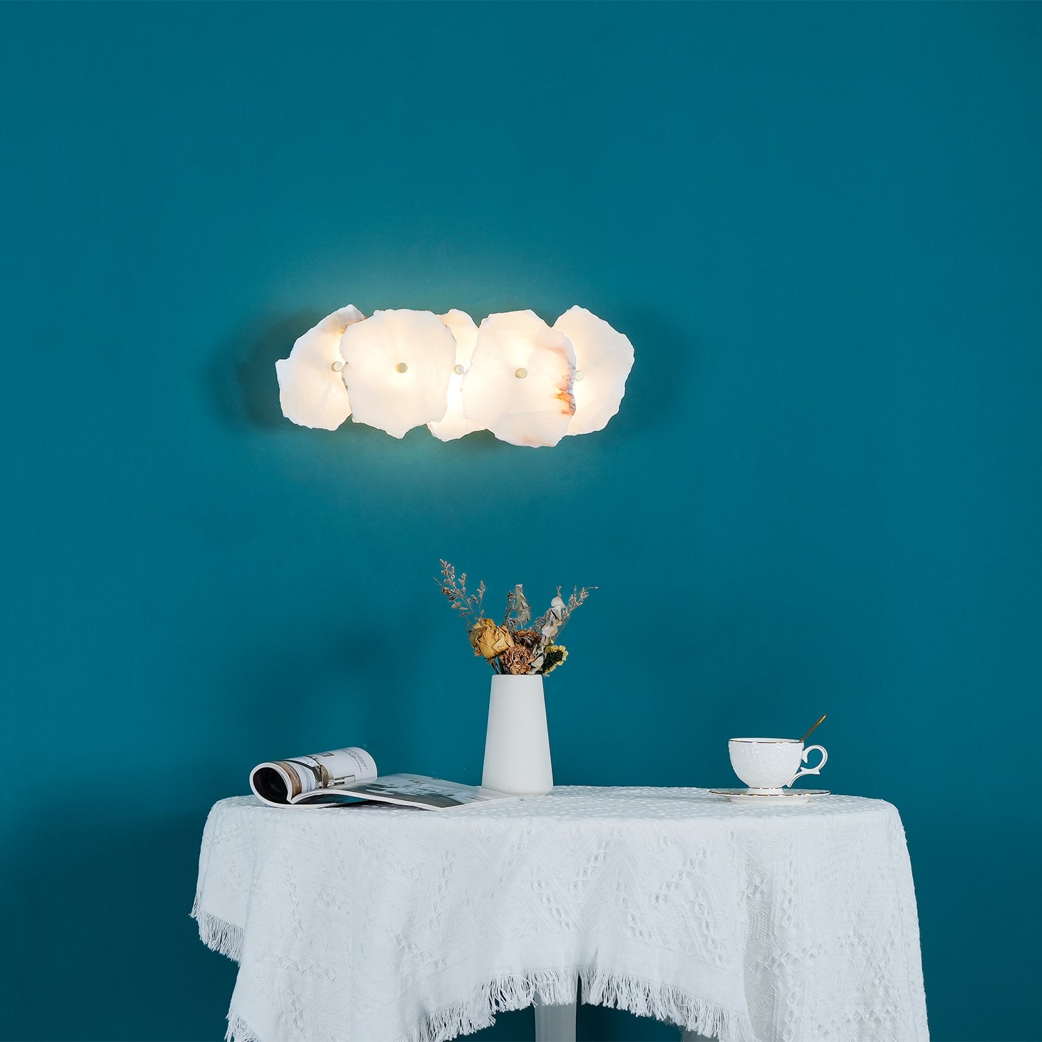 Wren Alabaster Flower Wall Sconce