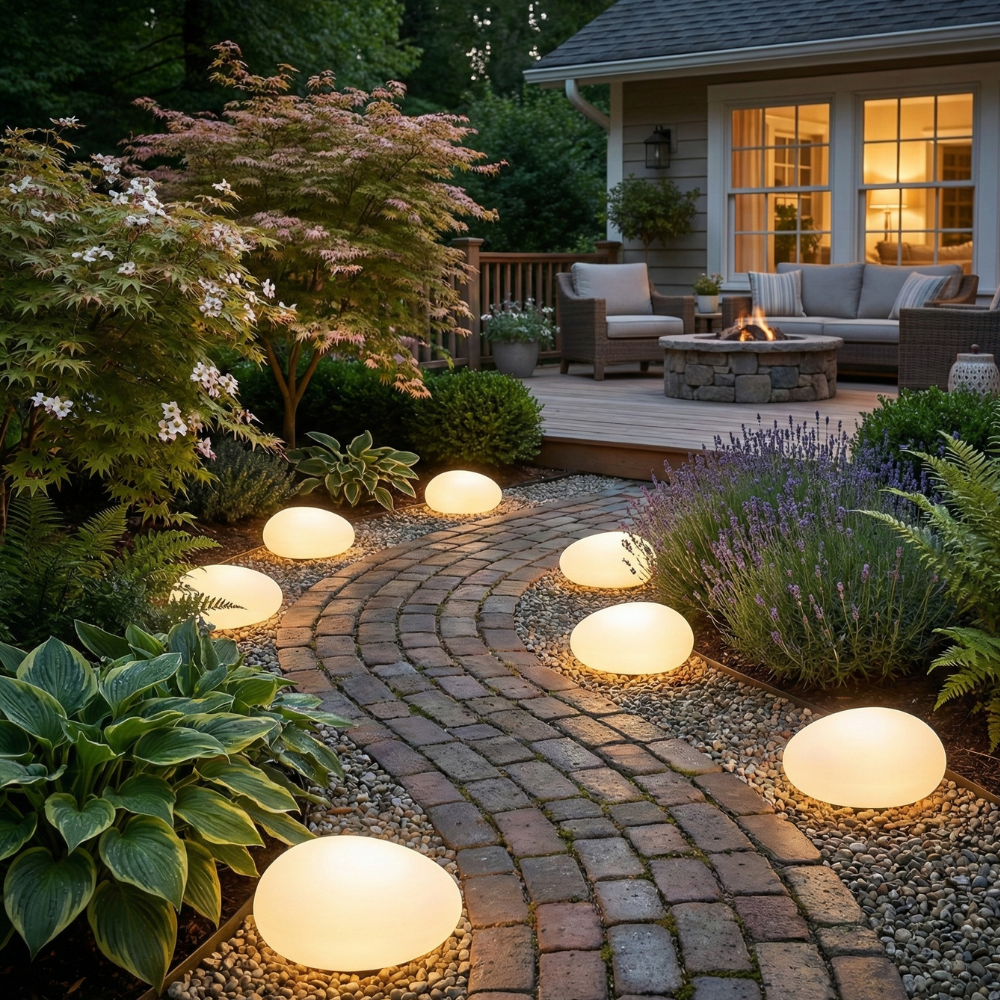Atlas Pebble Solar Landscape Light