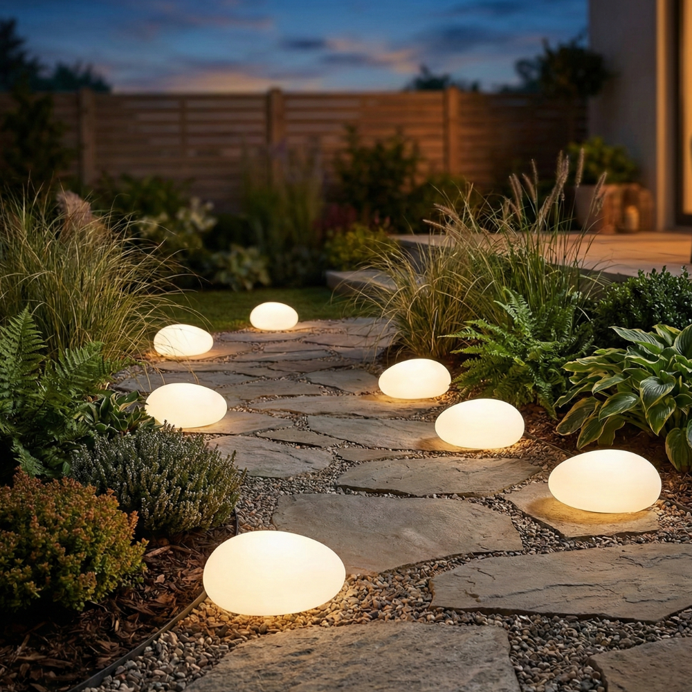 Atlas Pebble Solar Landscape Light
