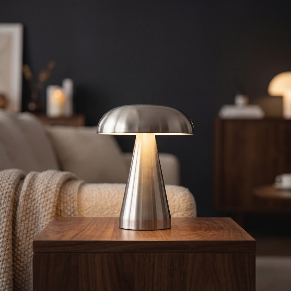 Modern Metallic LED Desk Lamp - Cordless and Dimmable Finish