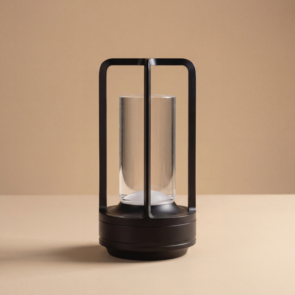 Modern Architectural Crystal Lantern - Cordless LED Accent Lamp