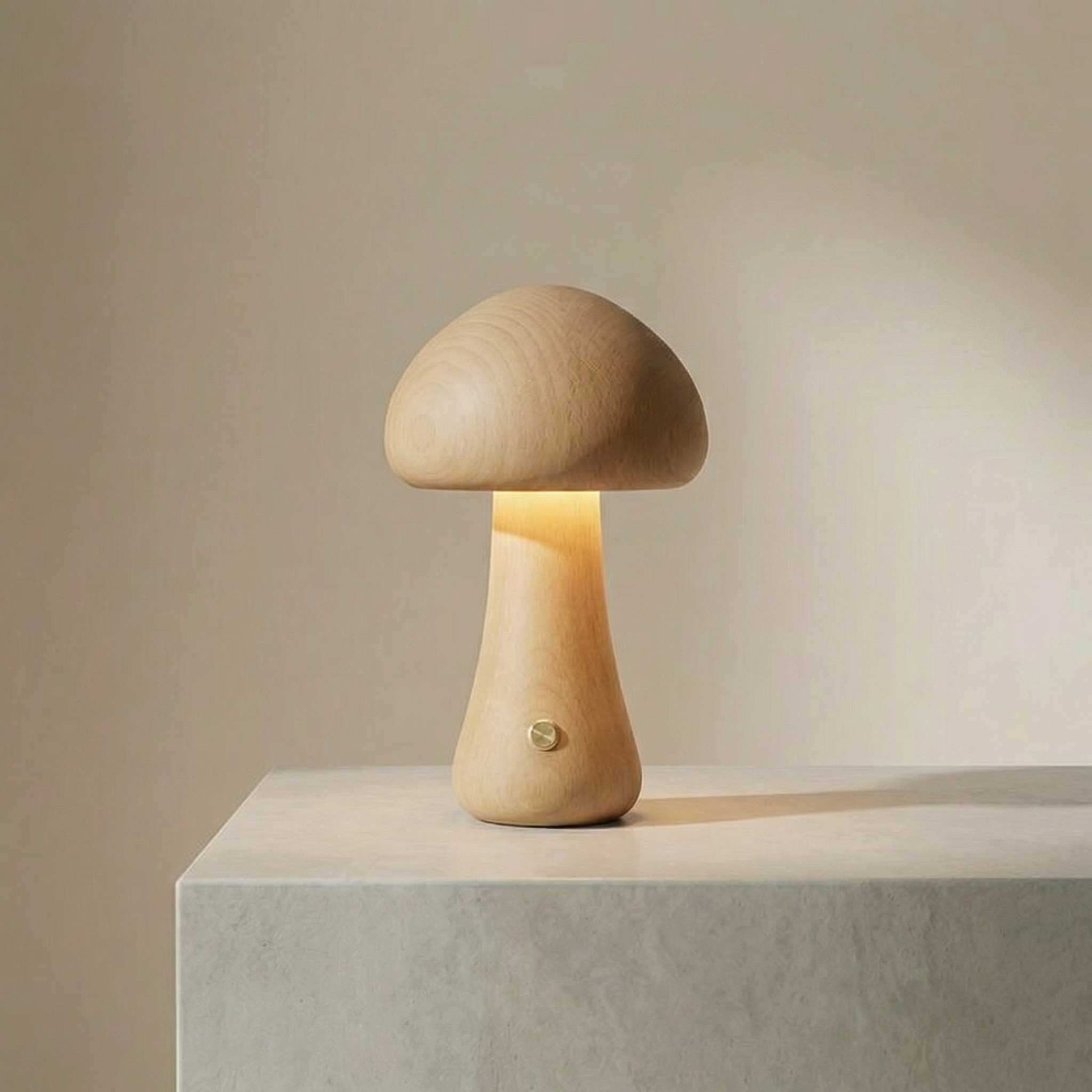 Halo Glow Mushroom Wood Table Lamp