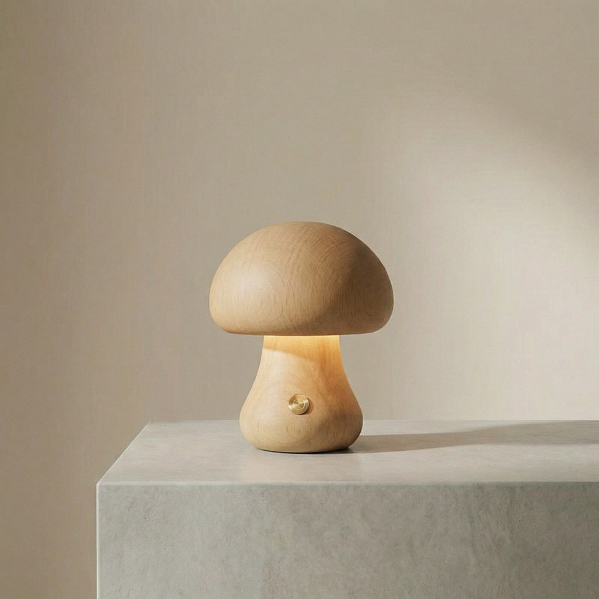 Halo Glow Mushroom Wood Table Lamp
