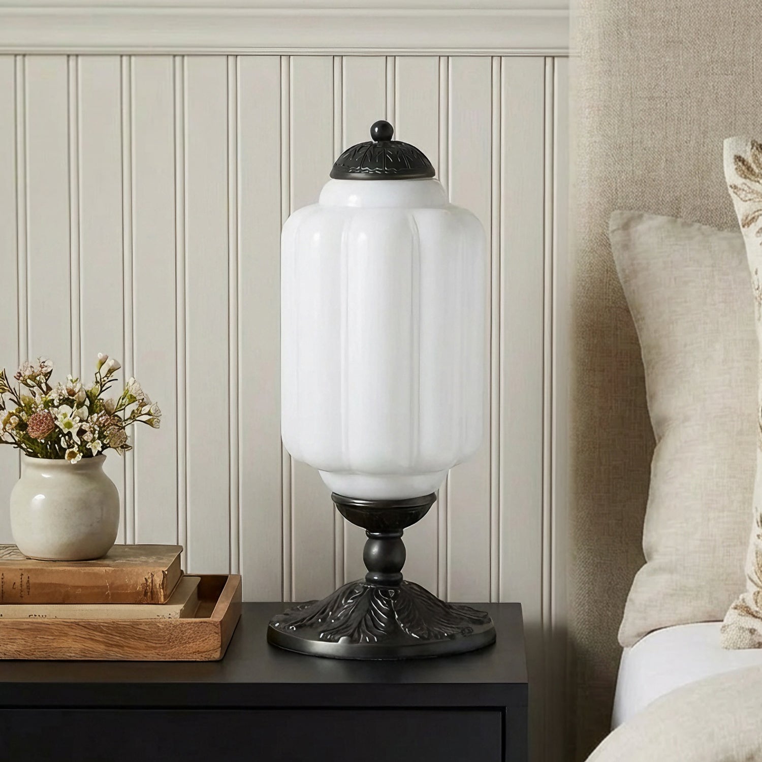 Halo Cream Glass Table Lamp