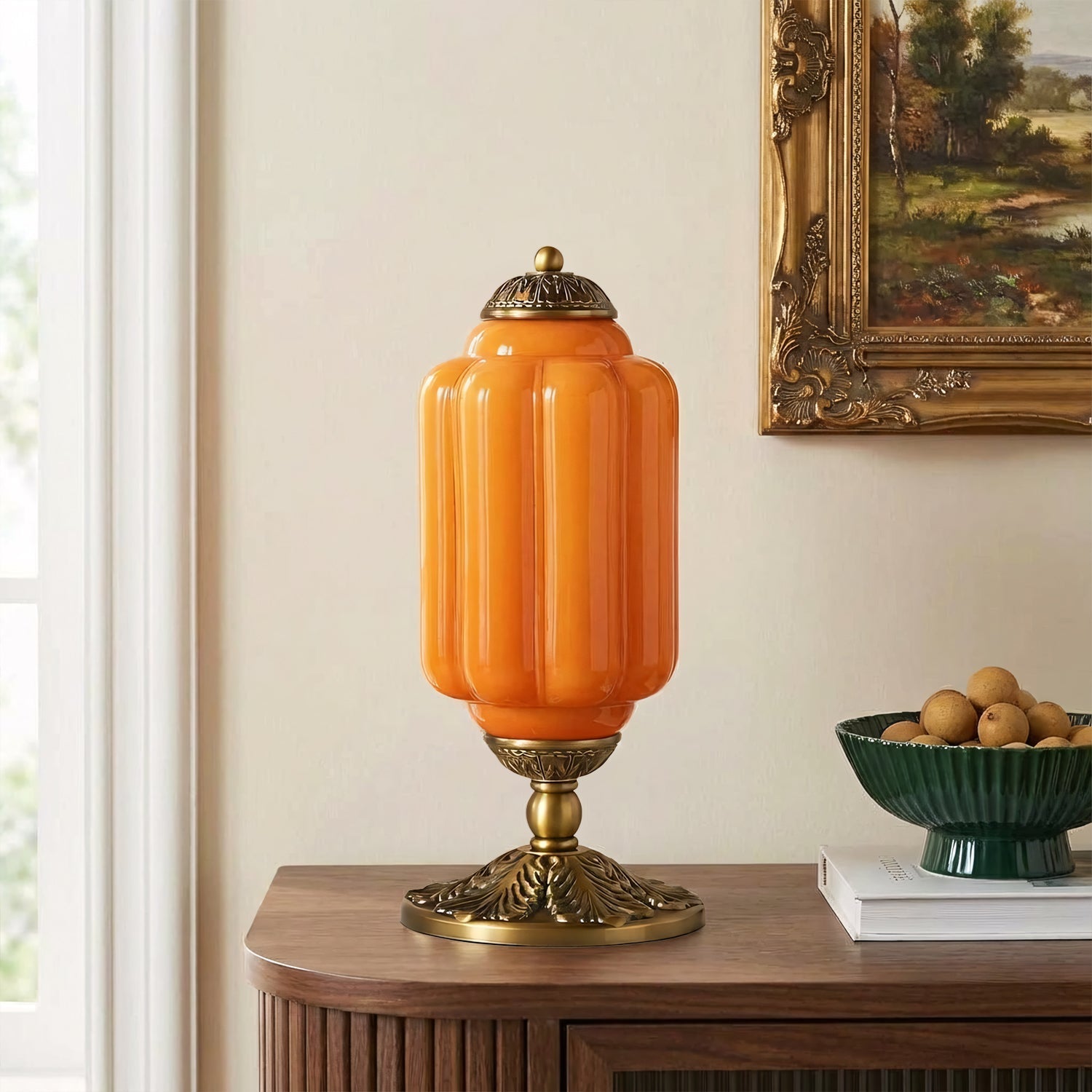 Halo Cream Glass Table Lamp