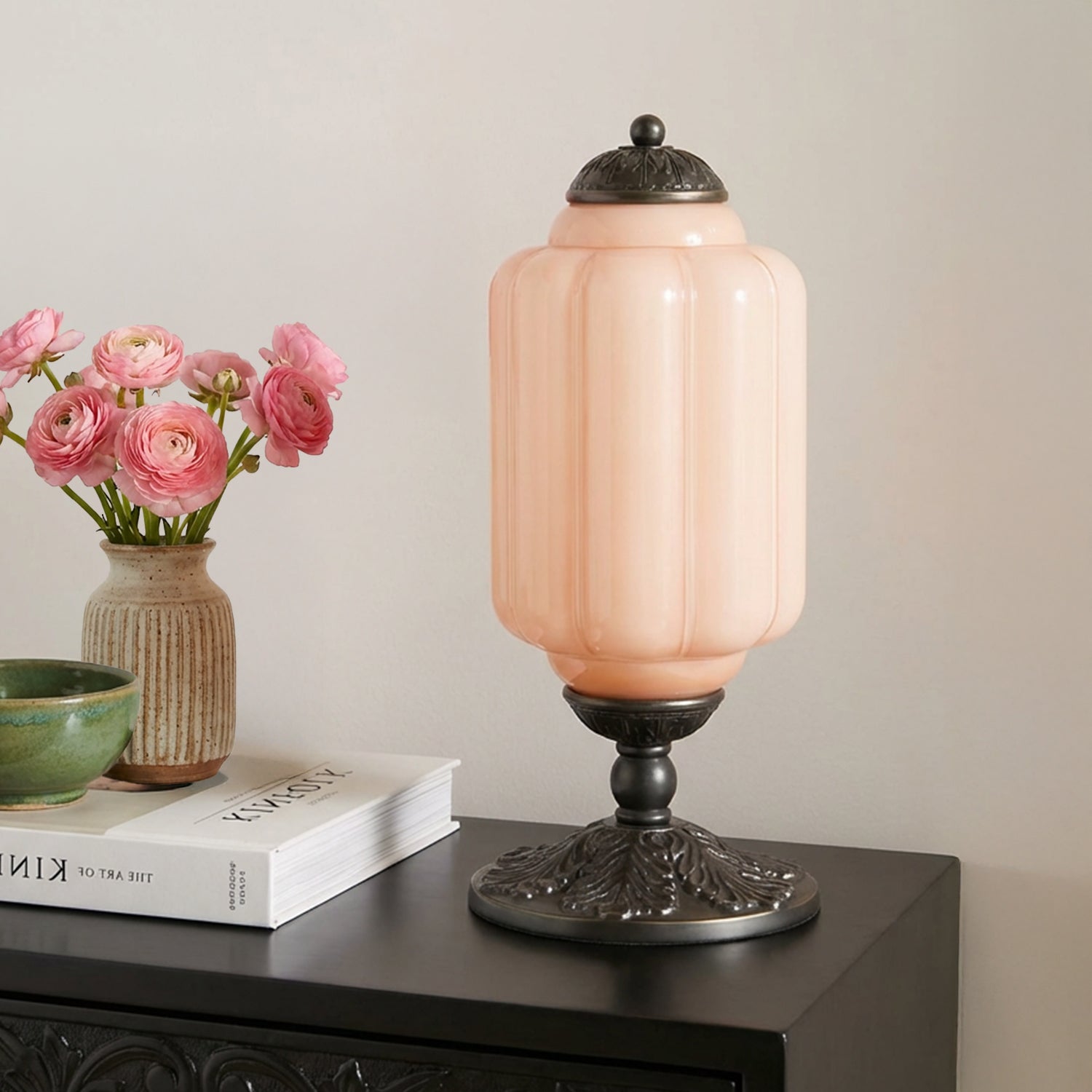 Halo Cream Glass Table Lamp