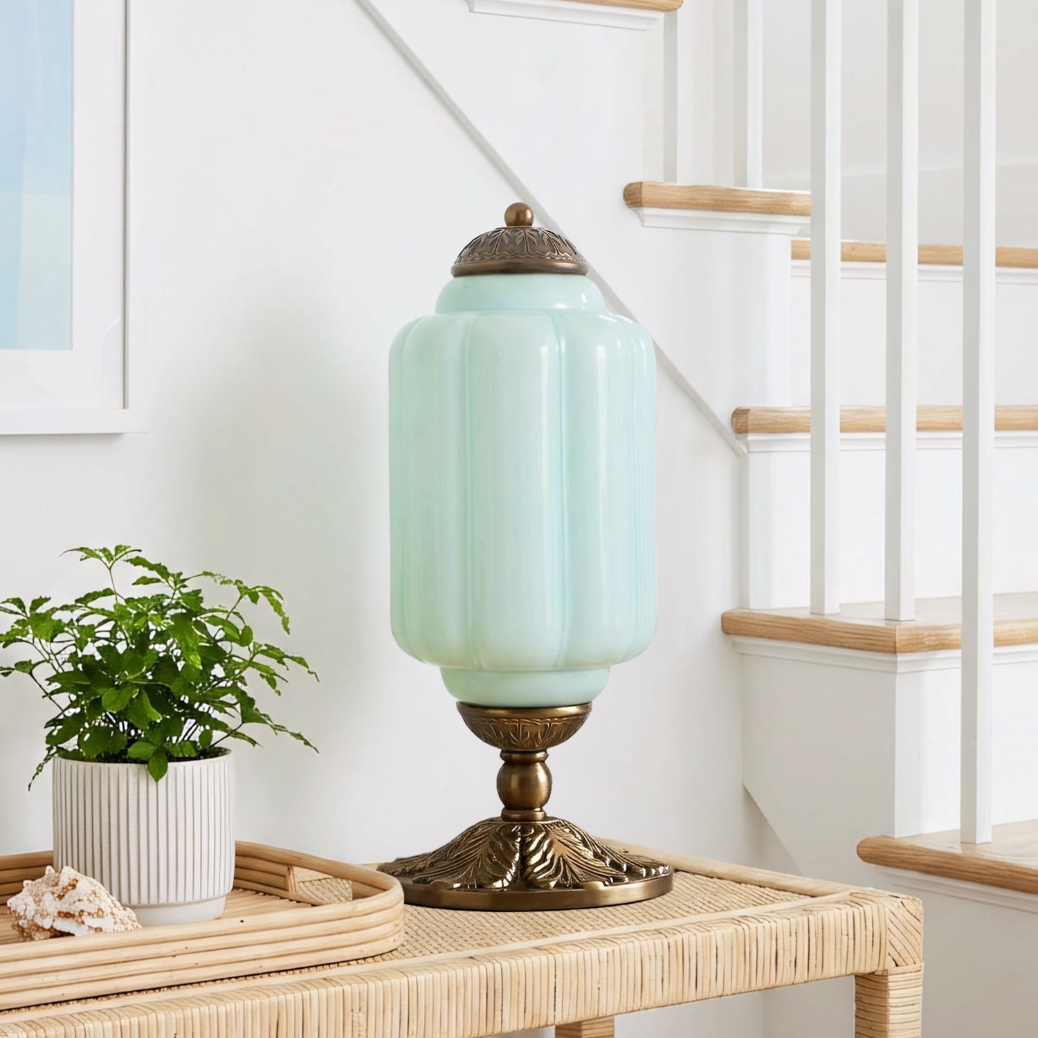 Halo Cream Glass Table Lamp