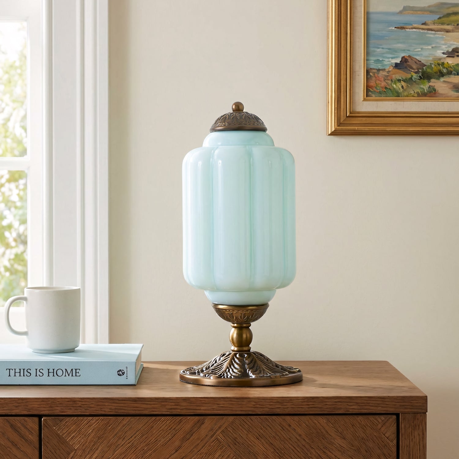Halo Cream Glass Table Lamp