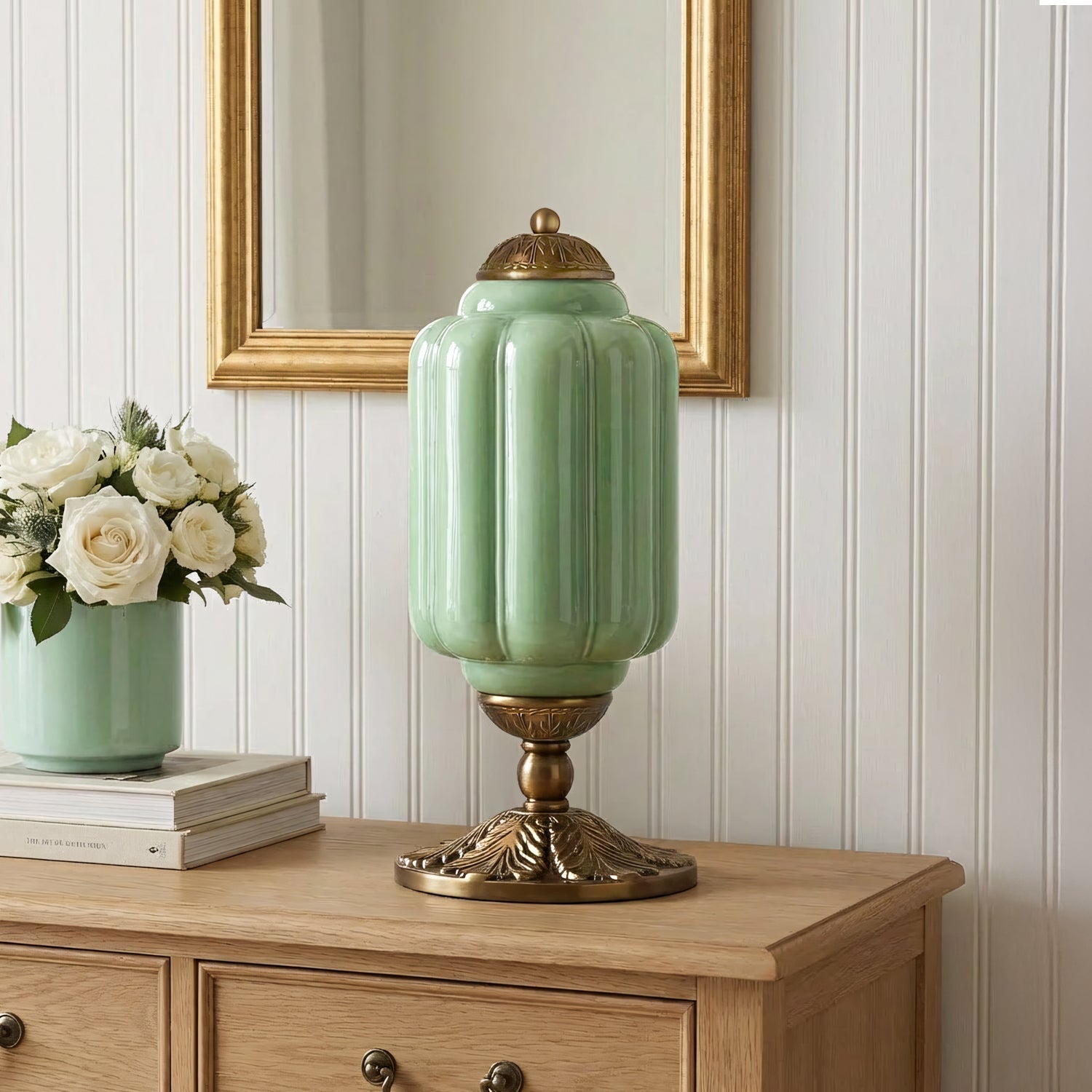 Halo Cream Glass Table Lamp