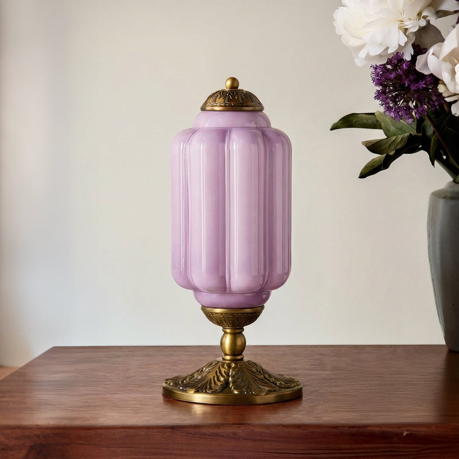 Halo Cream Glass Table Lamp