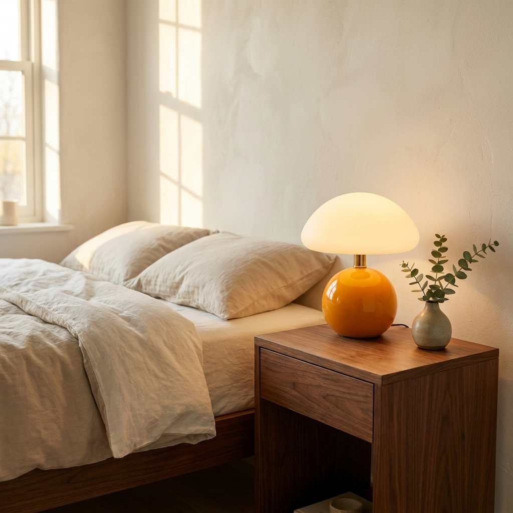 Halo Mushroom Ceramic Table Lamp in Orange