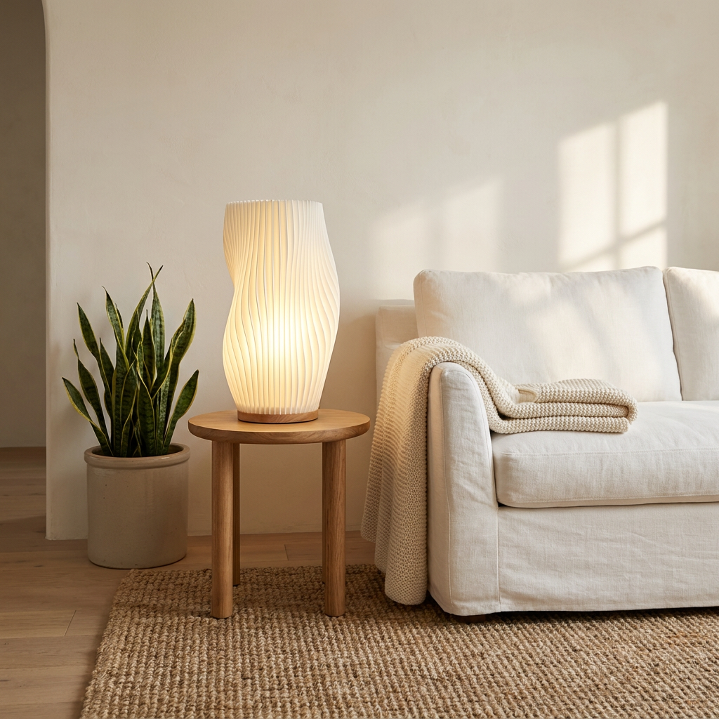 Halo Wavecrest Sculptural Table Lamp Swirl Large variant in a living room