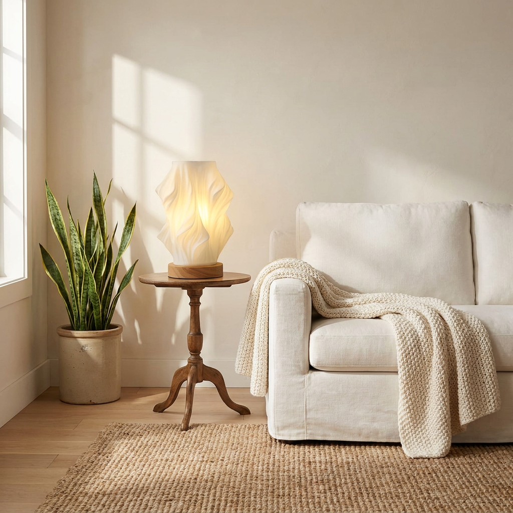 Halo Wavecrest Sculptural Table Lamp Cloud Large variant in a living room