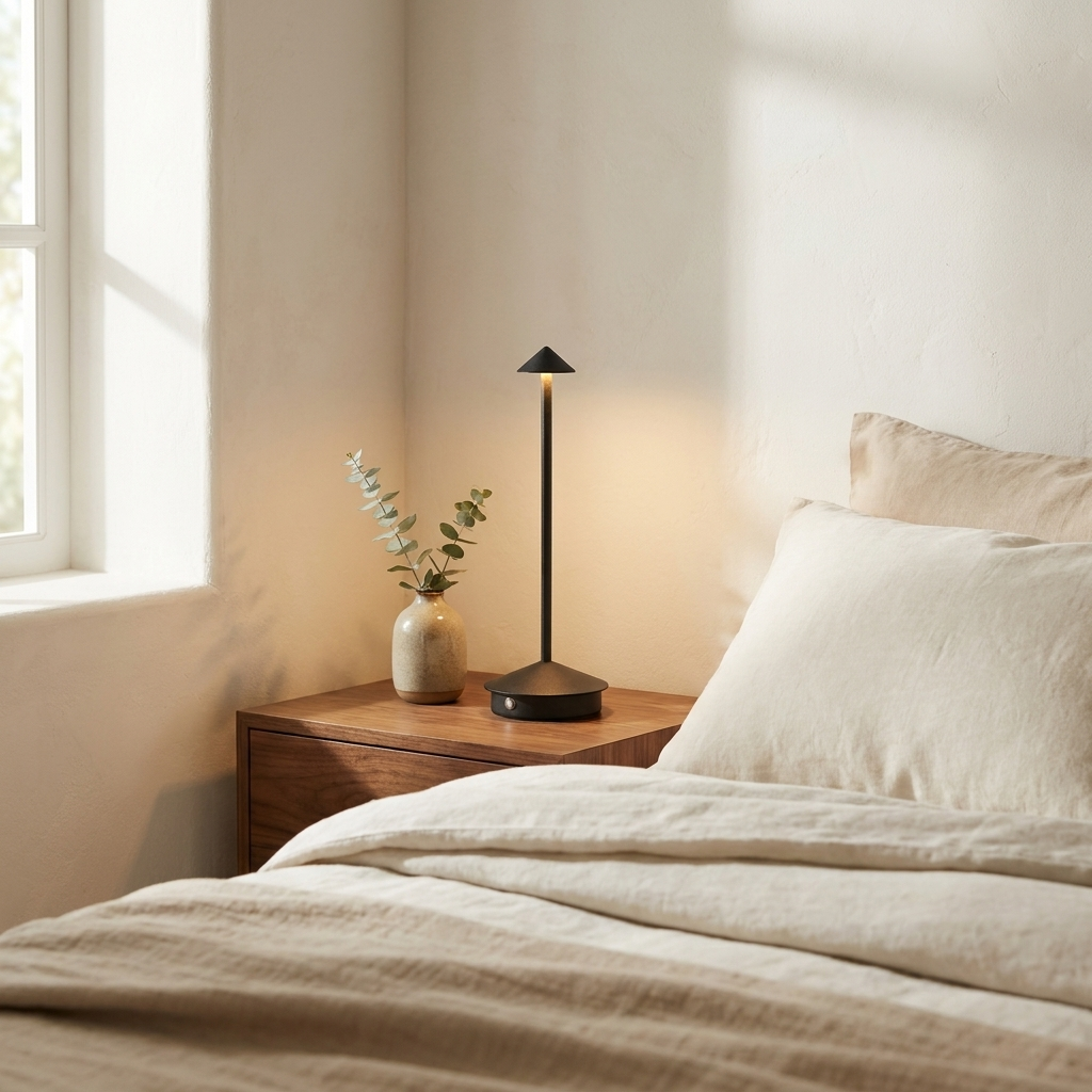 Halo Cordless Rechargeable Table Lamp in bedroom