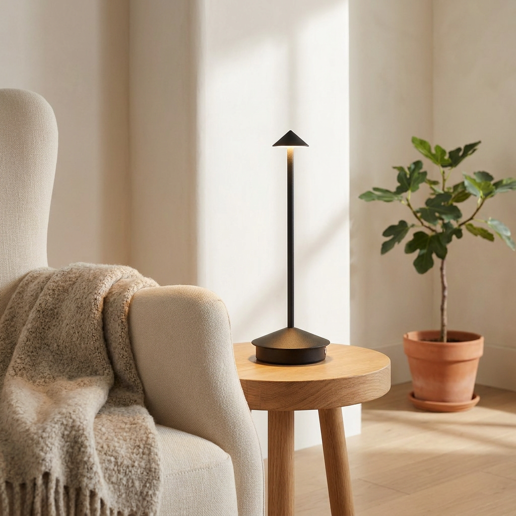 Halo Cordless Rechargeable Table Lamp in reading nook