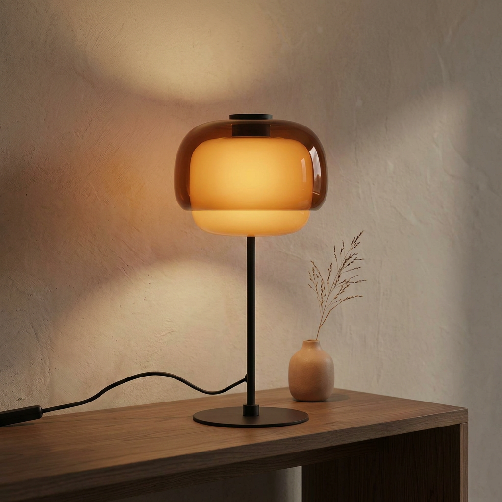 Halo Double Dome Glass Table Lamp evening glow