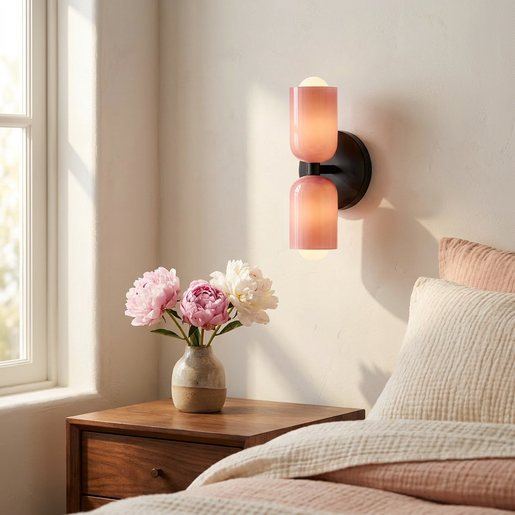 Wren Vintage Glass Double Wall Sconce Pink+Pink