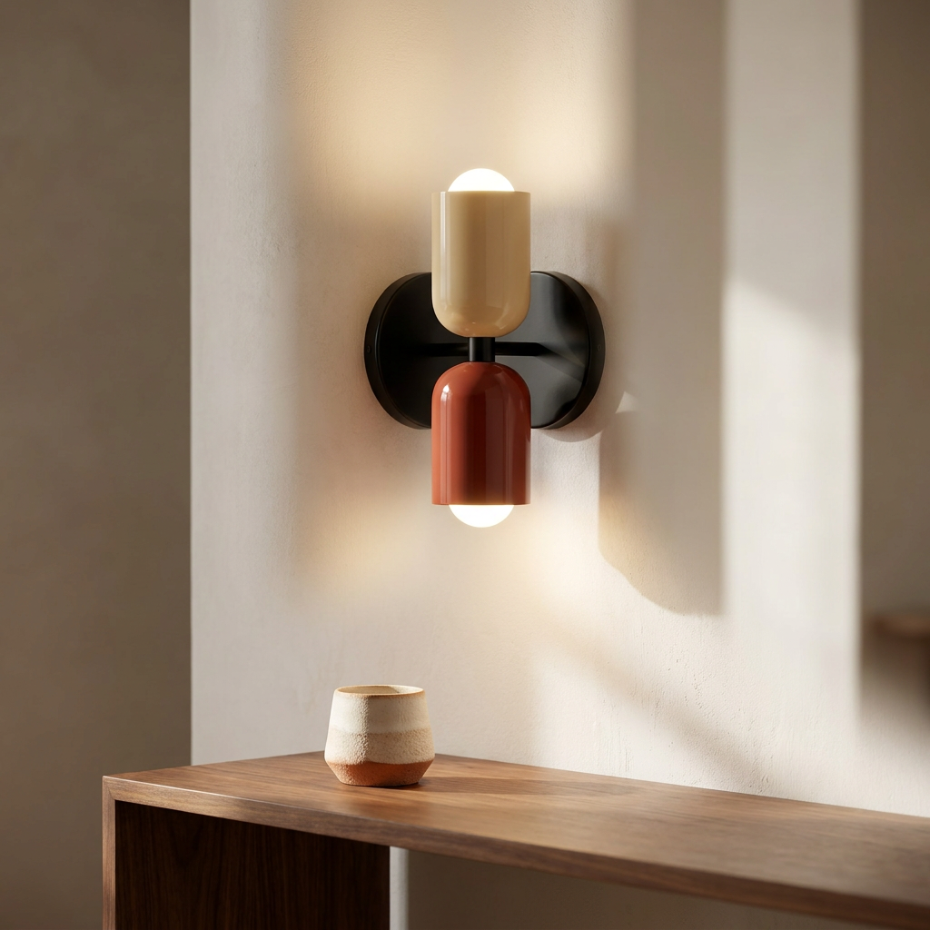 Wren Vintage Glass Double Wall Sconce Beige+Red