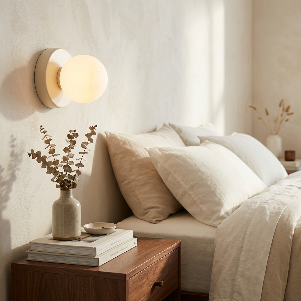 Wren Iron Glass Globe Wall Sconce bedside