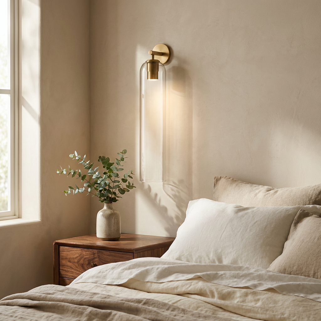 Wren Vertical Glass Tube Wall Sconce bedside