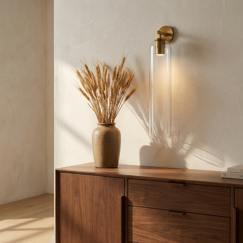 Wren Vertical Glass Tube Wall Sconce dining sideboard