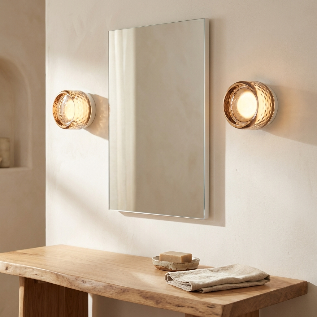 Wren Dimple Glass Wall Sconce bathroom vanity pair
