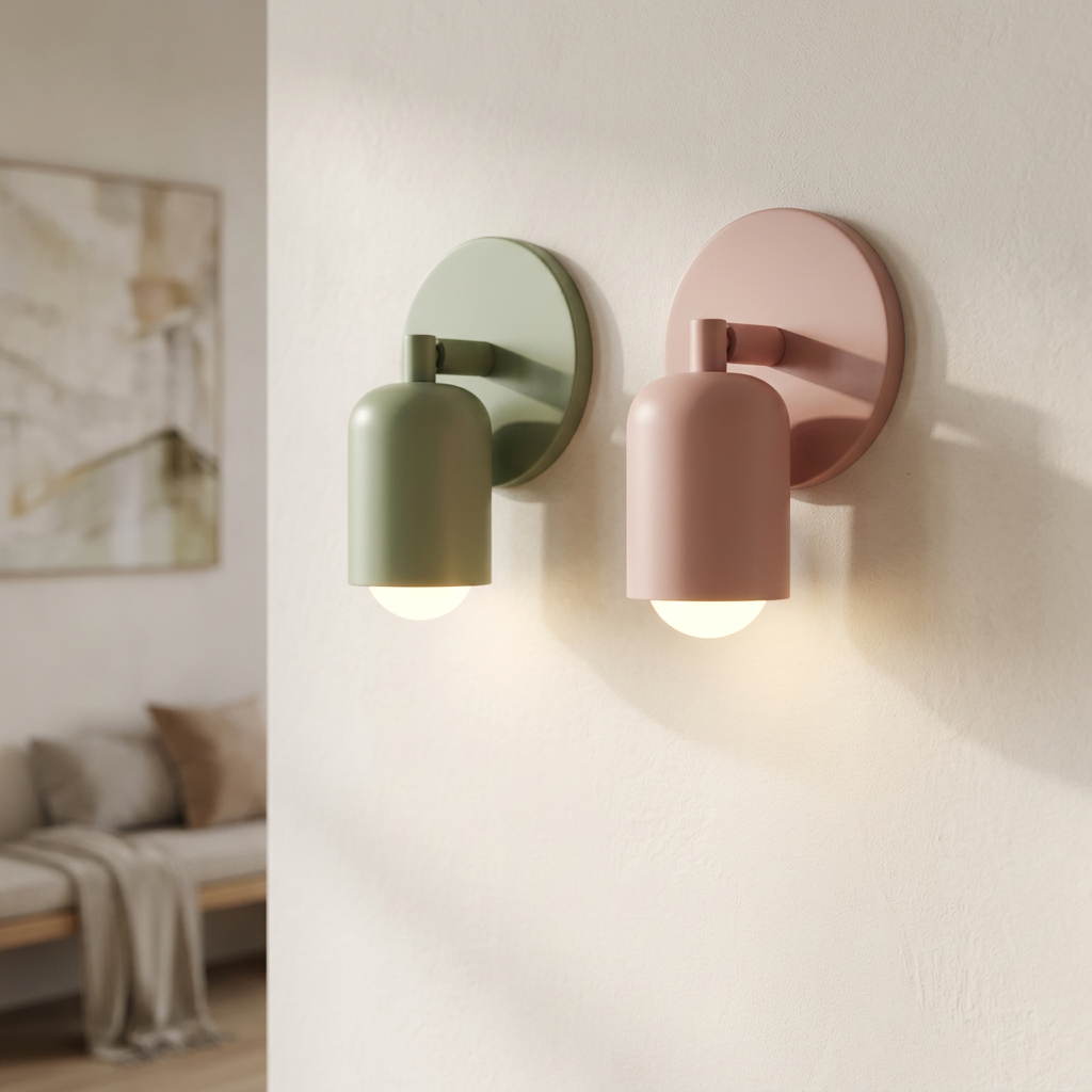 Wren Iron LED Wall Sconce green and pink colorway pair
