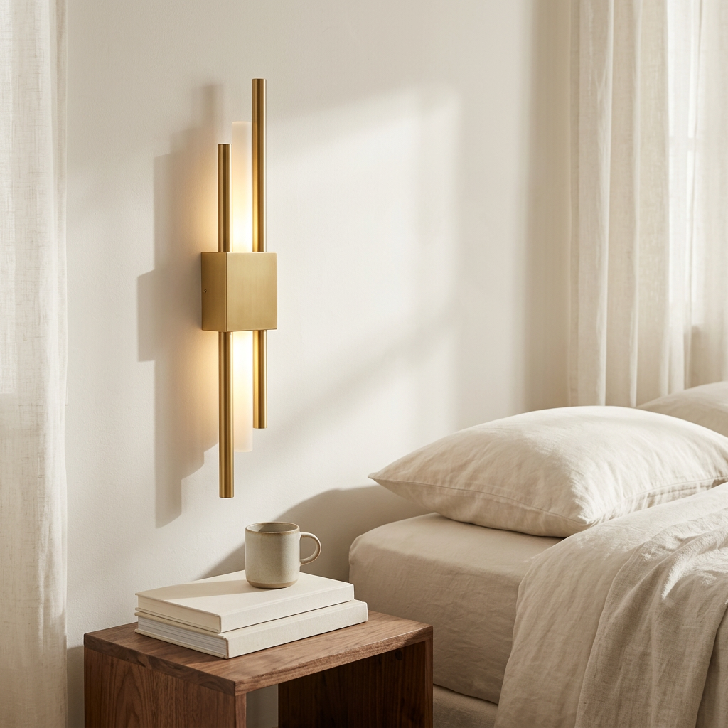 Wren Adjustable Dual Tube in gold, bedroom bedside hero